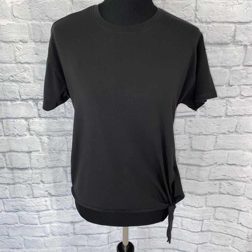 Calia by Carrie underwood women XS black Crewneck short sleeve shirt w/side tie